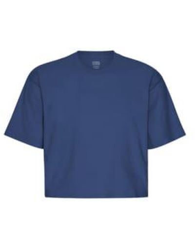 COLORFUL STANDARD Boxy Crop T-shirt Marine - Blue