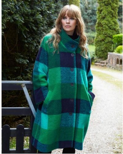 Sahara Wool Maxi Check Coat - Green