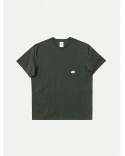 Nudie Jeans T-shirt Leffe Pocket - Vert