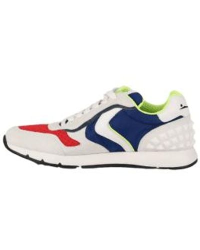 Voile Blanche Voile Mens White Blue Red Sneakers In Leather And Nylon