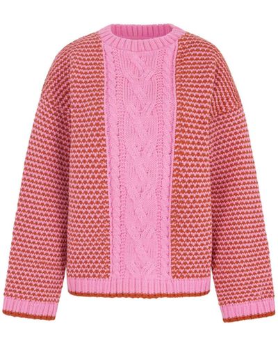 Cara & The Sky Frankie Cable Crew Neck Jumper - Pink