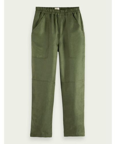 Scotch & Soda The Lou Mid Rise Straight Leg Ankle Utility Trousers - Green