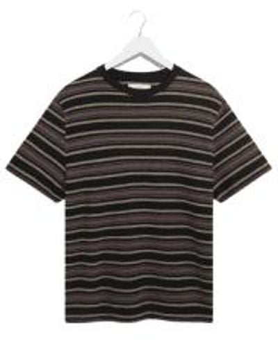 Wax London Dean Ss Tee In Brush Stripe Charcoal From - Nero