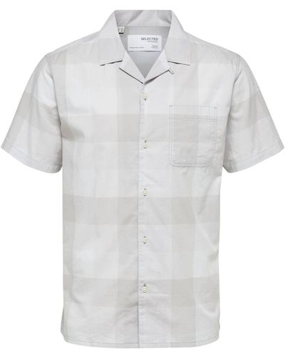 SELECTED Regular Box Shirt Checks Oyster Grey Checks