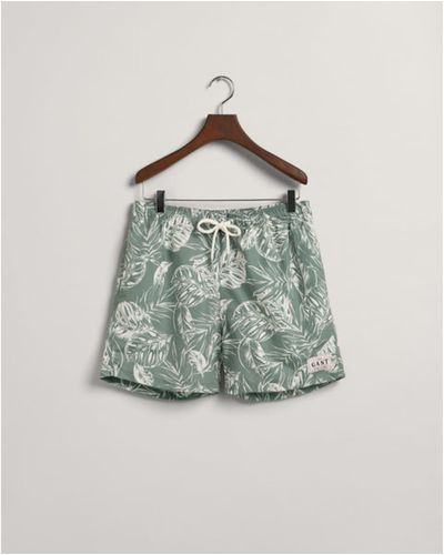 GANT Classic Fit Tropical Leaves Print Swim Shorts - Multicolour