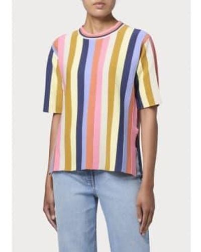 Paul Smith Vertical Multi Stripe SS Top Col: 92 Multi, Taille: M - Rouge