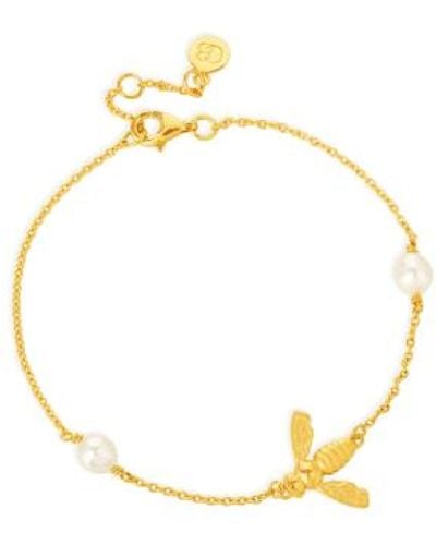 Claudia Bradby Plated Pearl Flying Bee Bracelet / - Metallic