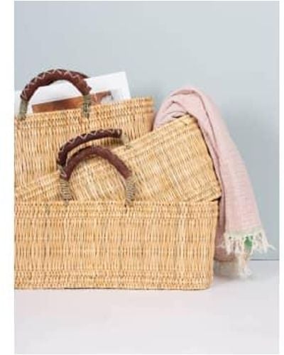 Bohemia Designs Reed Baskets With Leather Medium - Natural