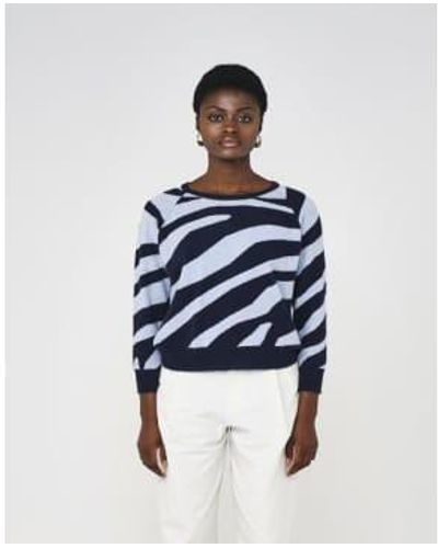 Brodie Cashmere Zebra Pop Sweater S / Mist - Blue