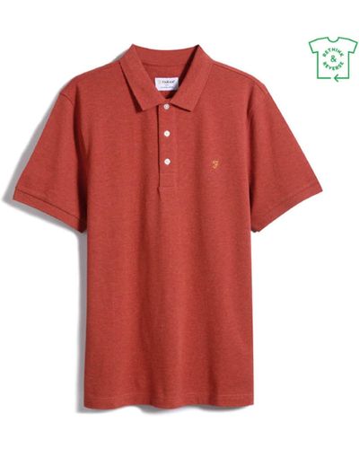 Farah Blanes Slim Fit Organic Cotton Polo Shirt - Red