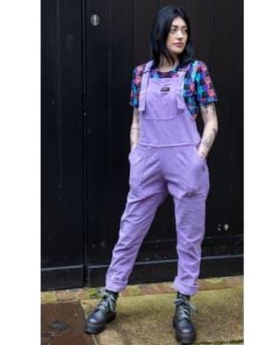 Run and Fly Lavender Stretch Corduroy Dungarees - Blu