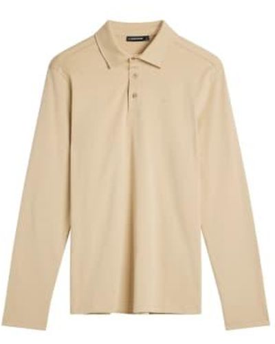 J.Lindeberg Asher Long Sleeve Polo Shirt M - Natural
