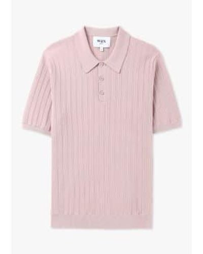 Wax London S Naples Vertiacal Knit Polo Shirt - Pink