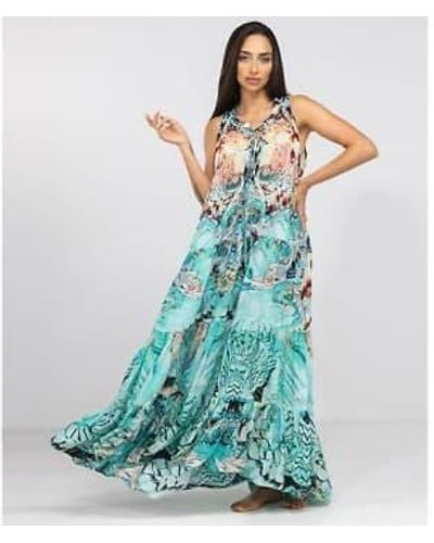 Inoa Silk Maxifrill Dress Xsmall - Blue