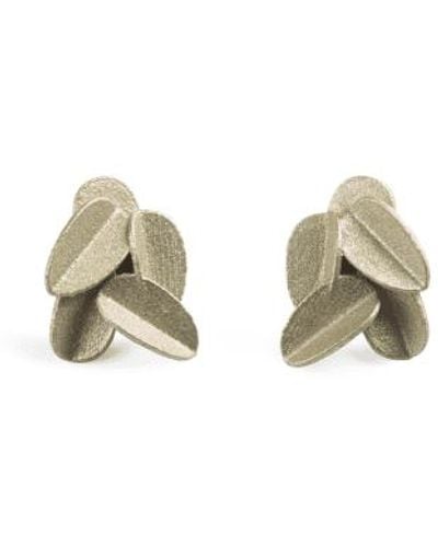 Maison 203 White Gold 3D Printing Leaves Earrings - Metallizzato