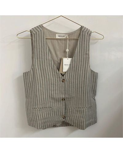 Anorak Indi & Cold Linen Stripe Waistcoat - Grey