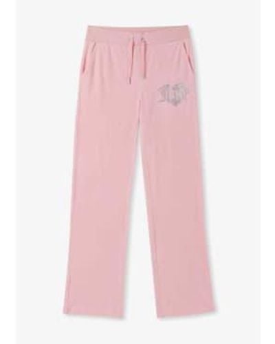 Juicy Couture S Del Ray Heart Diamonte Track Pant - Pink