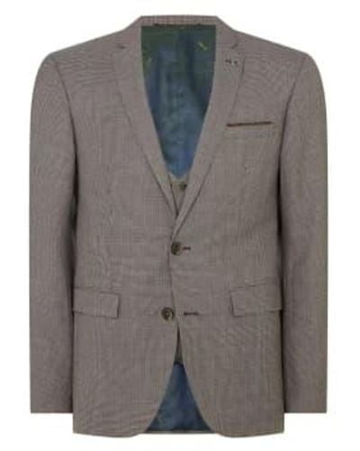 Remus Uomo Lazio Houndstooth Suit Jacket Beige / Brown 38 - Grey