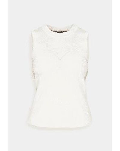 BOSS Felishia Knitted Ribbed Vest Col 118 Open Size Xs - Bianco