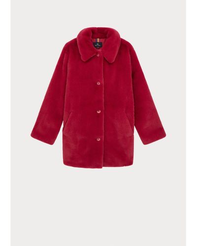 Paul Smith Strawberry Pink Faux Fur Teddy Coat - Rosso