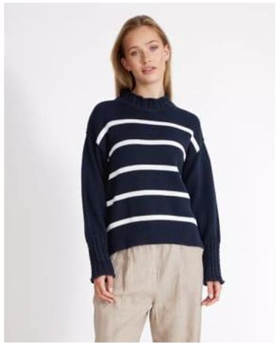 Holebrook Ester Turtle Neck Navy And White Stripe Xs - Blue