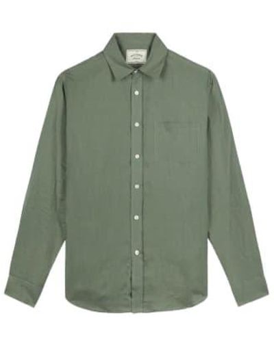 Portuguese Flannel Camisa lino manga larga ver seco - Verde