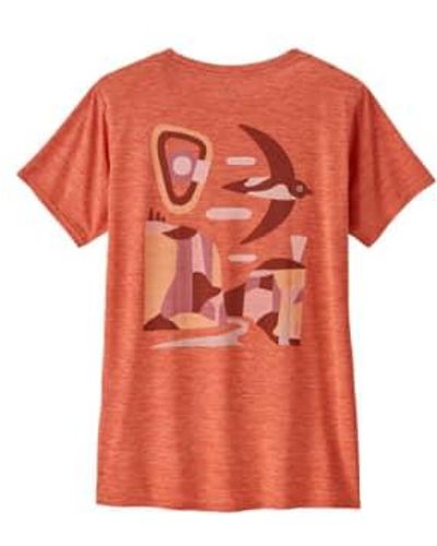 Patagonia T Shirt Capilene Cool Daily Graphic Donna Pimento - Arancione