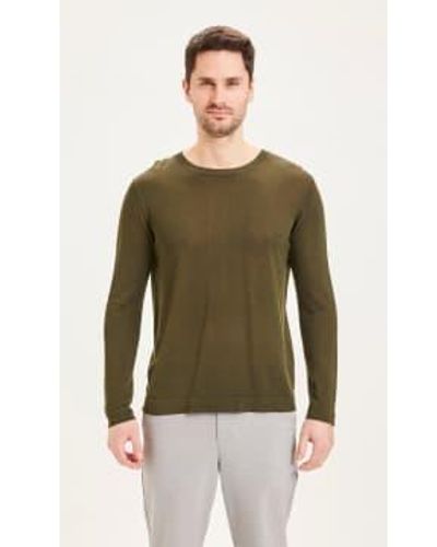 Knowledge Cotton Rest Night 80619 O-neck Basic Knit Sweater S - Green