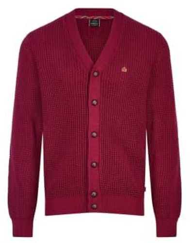 Merc London Grayson Chunky Treen Cardigan - Rouge