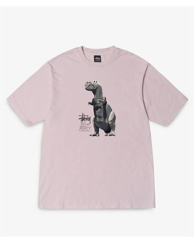 Stussy Erröten großer und fleischiger Pigment -Färbem -T -Shirt - Pink