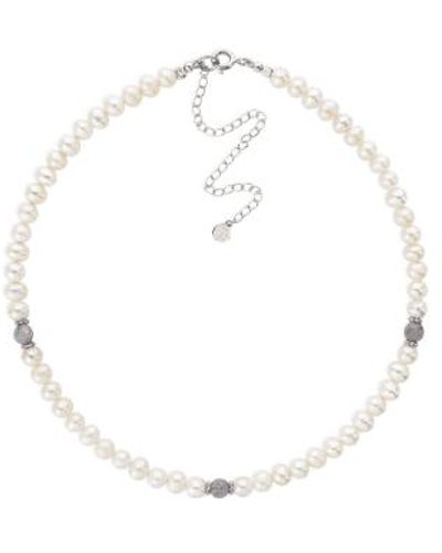 Claudia Bradby Pearl Choker With 3 Labradorite Beads Necklace Silver / - White