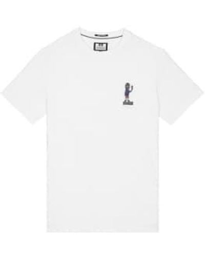 Weekend Offender Pyro Embroidered T Shirt In - Bianco