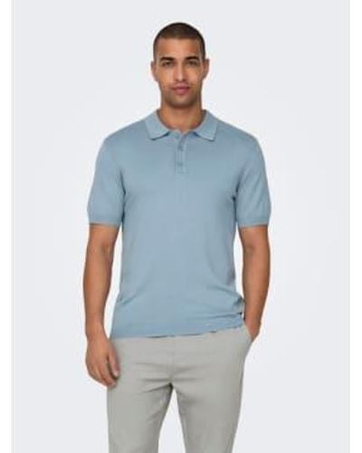 Only & Sons Only And Sons Knitted S/s Polo Sky - Blue