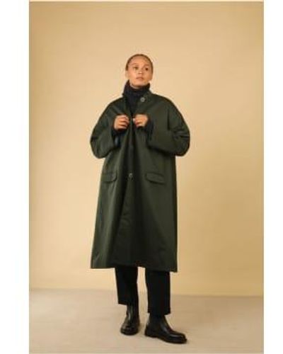 Percy Langley Pure Cotton A Line Coat In Sage By Lora Gene - Verde