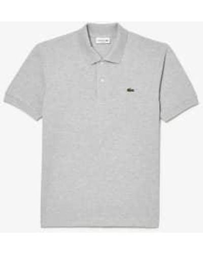 Lacoste Mens Heathered L1212 Petit Pique Cotton Polo Shirt - Grigio