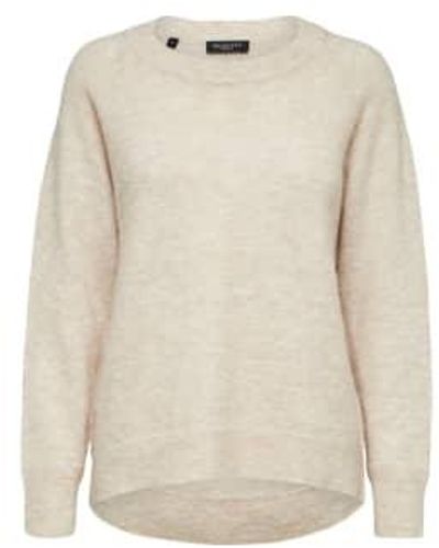 SELECTED Lulu Ls Knit - White