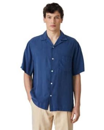 Portuguese Flannel Dogtown Short Sleeve Shirt / M - Blue