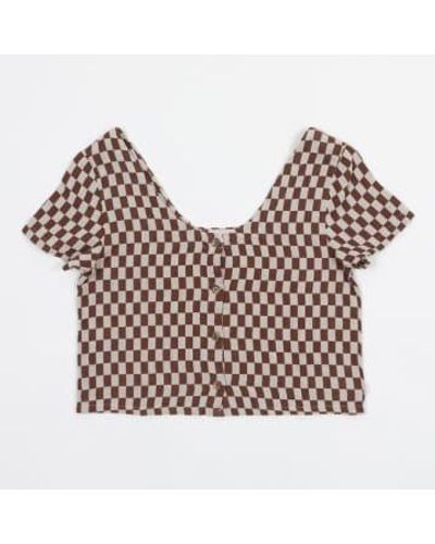 Brixton Womens Mykonos Small Check Button Down Top In And Brown - Neutro
