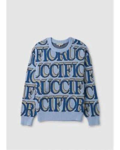 Fiorucci Womens Monogram Oversize Knit Jumper In 1 - Blu