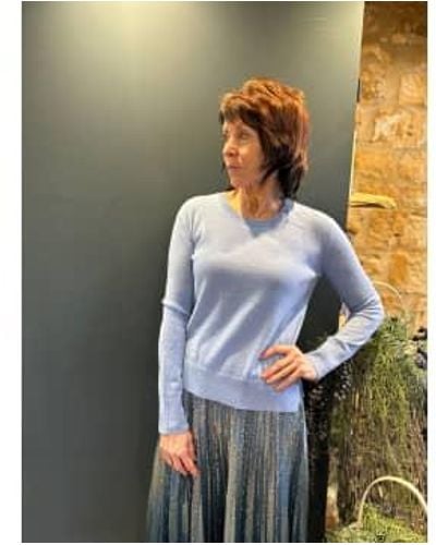 Not Shy Azure Powder Marcia Cashmere Sweater Size Small - Blue