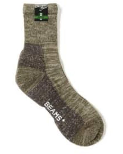 Beams Plus Chaussettes extérieures vertes - Gris