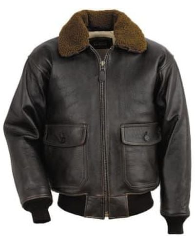 Schott Nyc G-1 ailes veste pilote en peau d'agneau doré - Noir