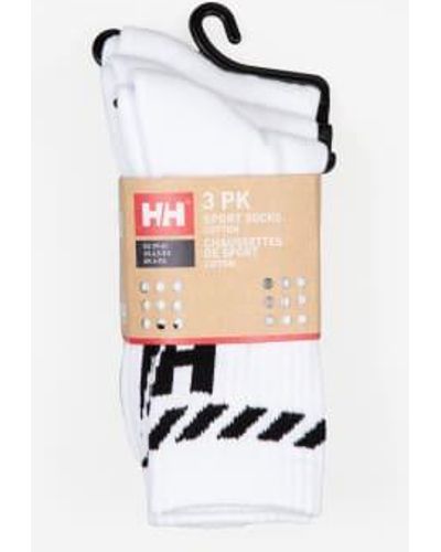Helly Hansen Chaussettes sport en coton blanc 3 pack