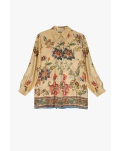 Dixie Camisa sedosa floral Garn - Neutro