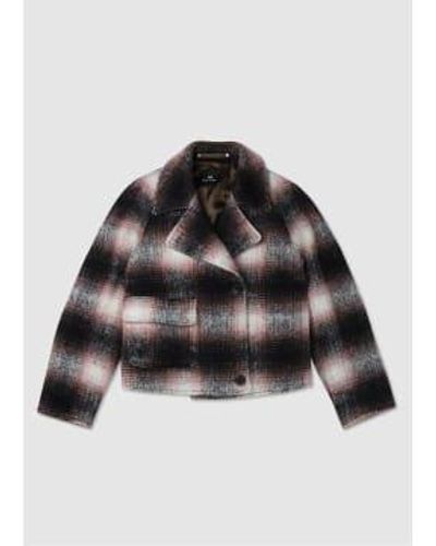 PS by Paul Smith Ps S Tartan Cropped Coat - Black