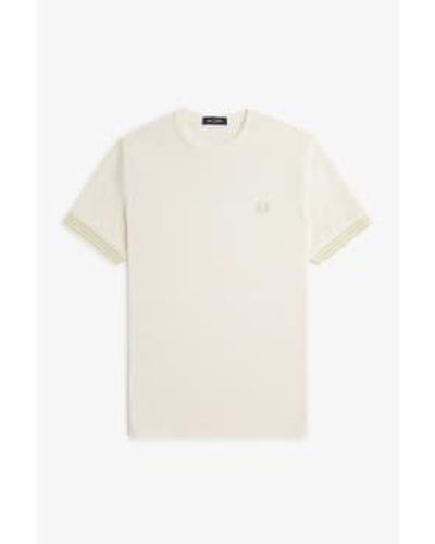 Fred Perry Striped Cuff T-shirt - White