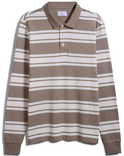 Farah Manchester Long Sleeved Rugby Shirt Smoky Brown - Grigio