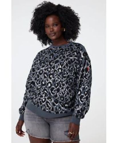 Scamp & Dude : grau mit schwarzer und silberner folie leopard übergroßes sweatshirt