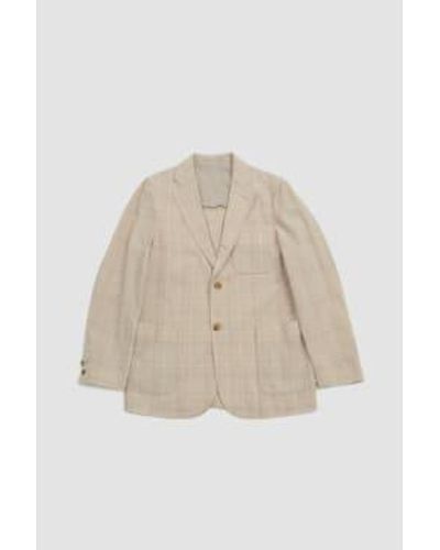 Beams Plus Cotton//linen Check 3 Button Comfort Jacket Natural S