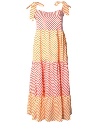 Dream Orange Capri Tie Strap Tiered Maxi Dress - Rosa